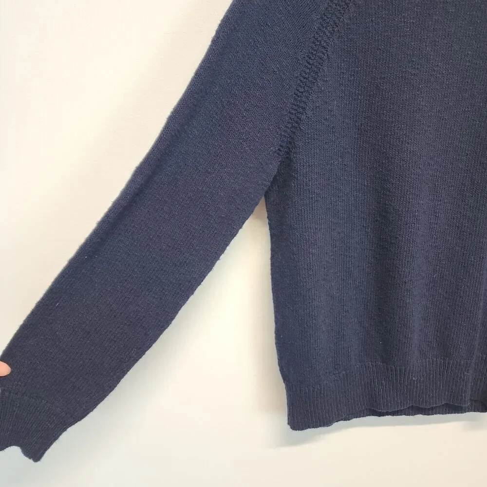 J.Crew Mens Pullover Sweater Size M Dark Blue 100% Cotton Preppy Classic Dad